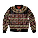 Cameroon Traditional Pattern Sleeve Zip Bomber Jacket Bamenda Royal Toghu