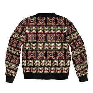 Cameroon Traditional Pattern Sleeve Zip Bomber Jacket Bamenda Royal Toghu
