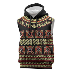 Cameroon Traditional Pattern Sleeveless Hoodie Bamenda Royal Toghu