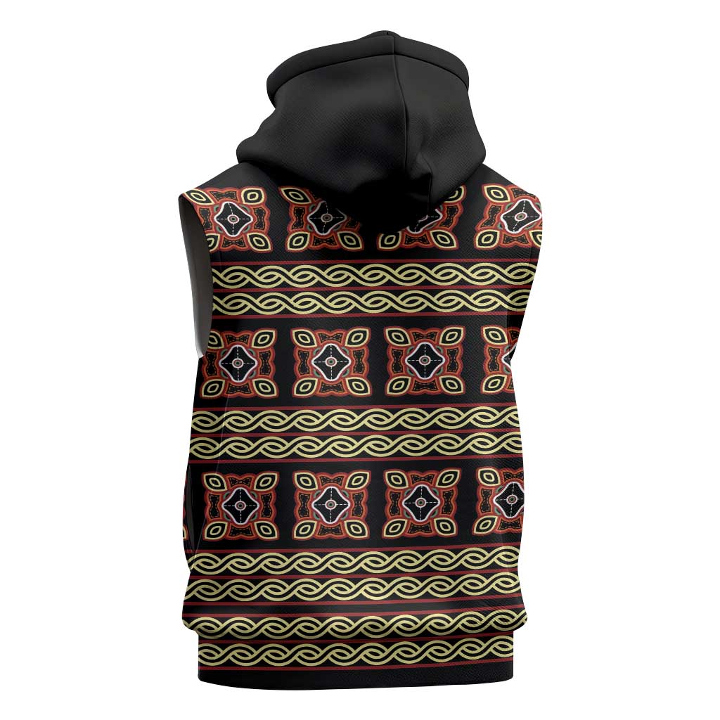 Cameroon Traditional Pattern Sleeveless Hoodie Bamenda Royal Toghu