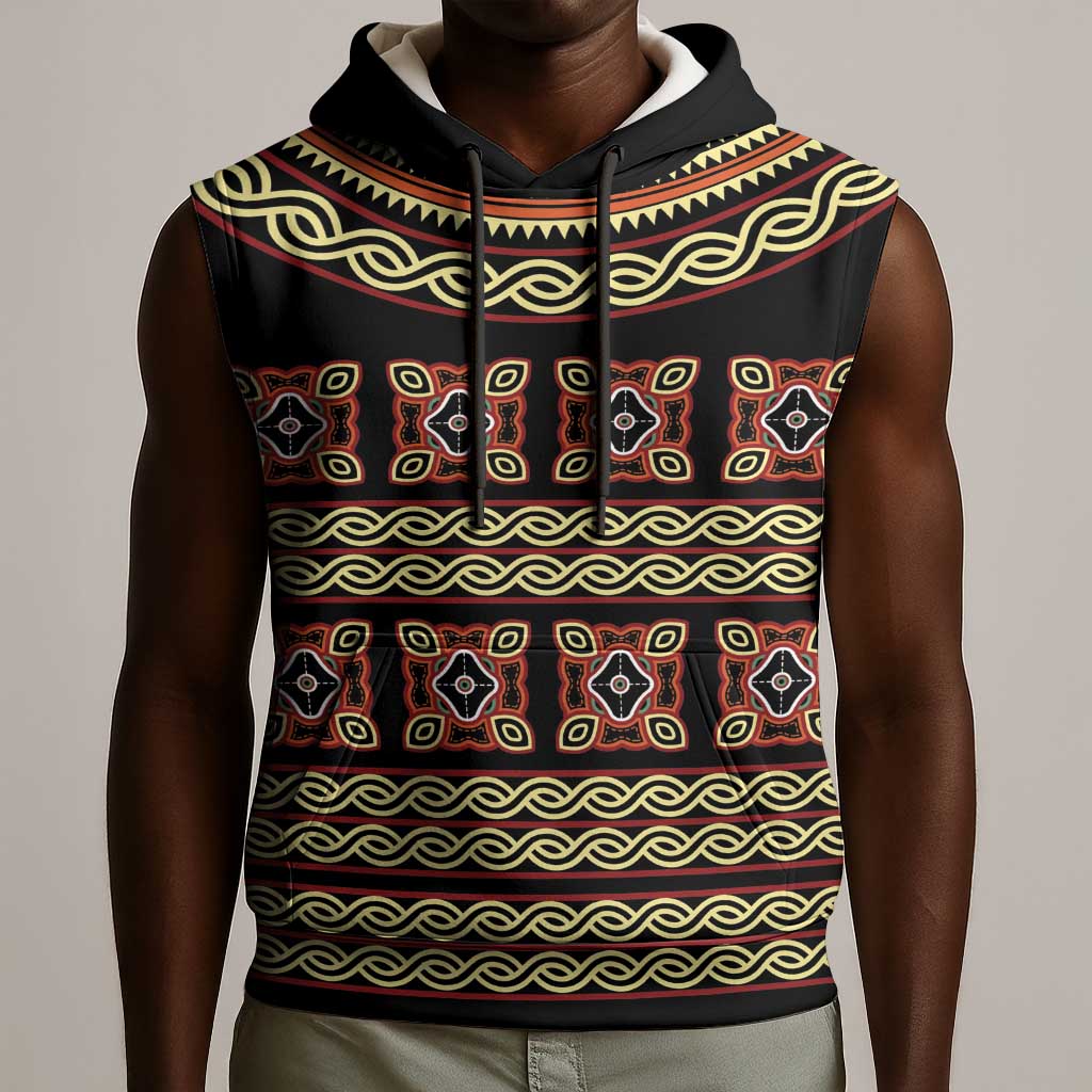 Cameroon Traditional Pattern Sleeveless Hoodie Bamenda Royal Toghu