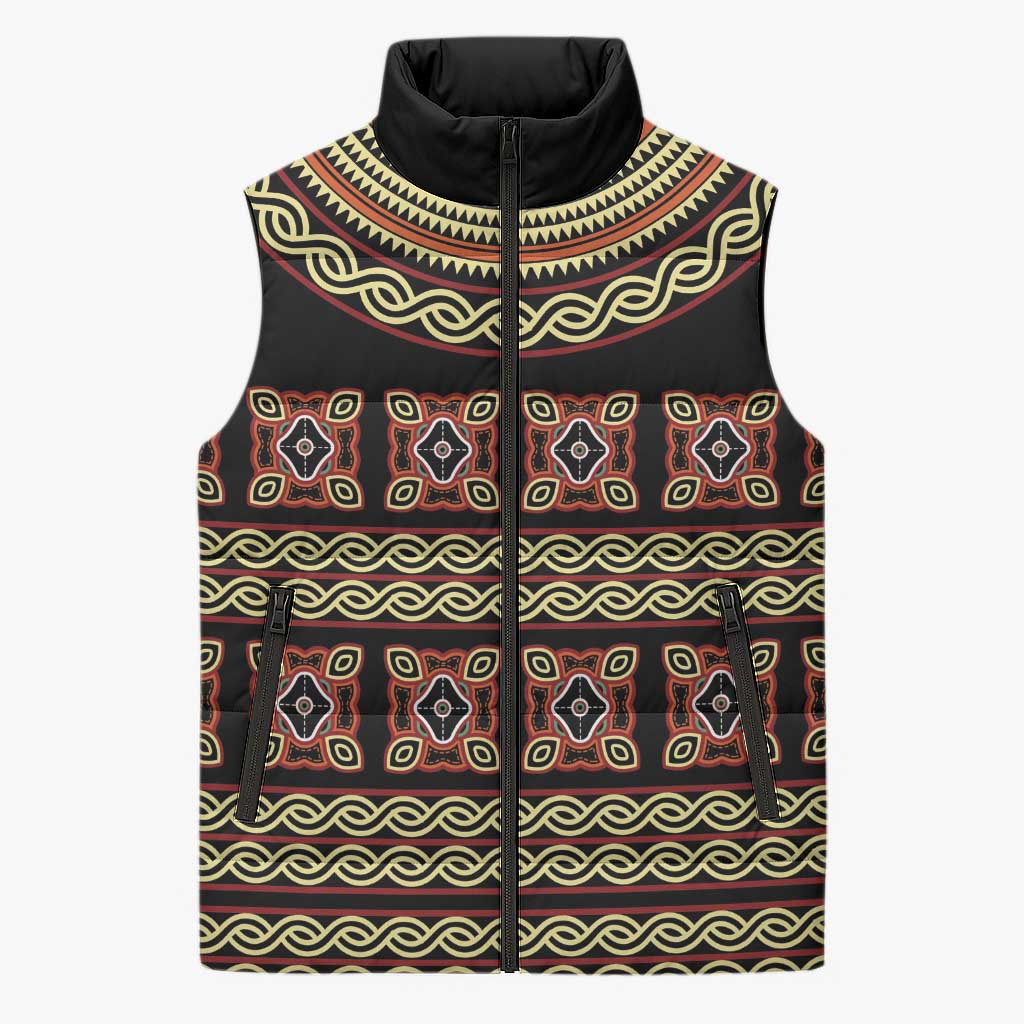 Cameroon Traditional Pattern Sleeveless Puffer Jacket Bamenda Royal Toghu