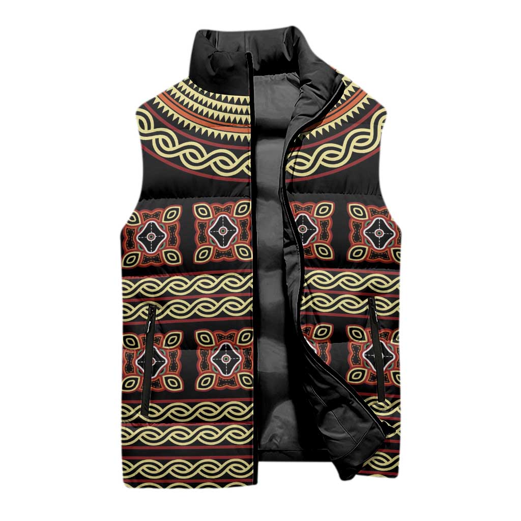Cameroon Traditional Pattern Sleeveless Puffer Jacket Bamenda Royal Toghu
