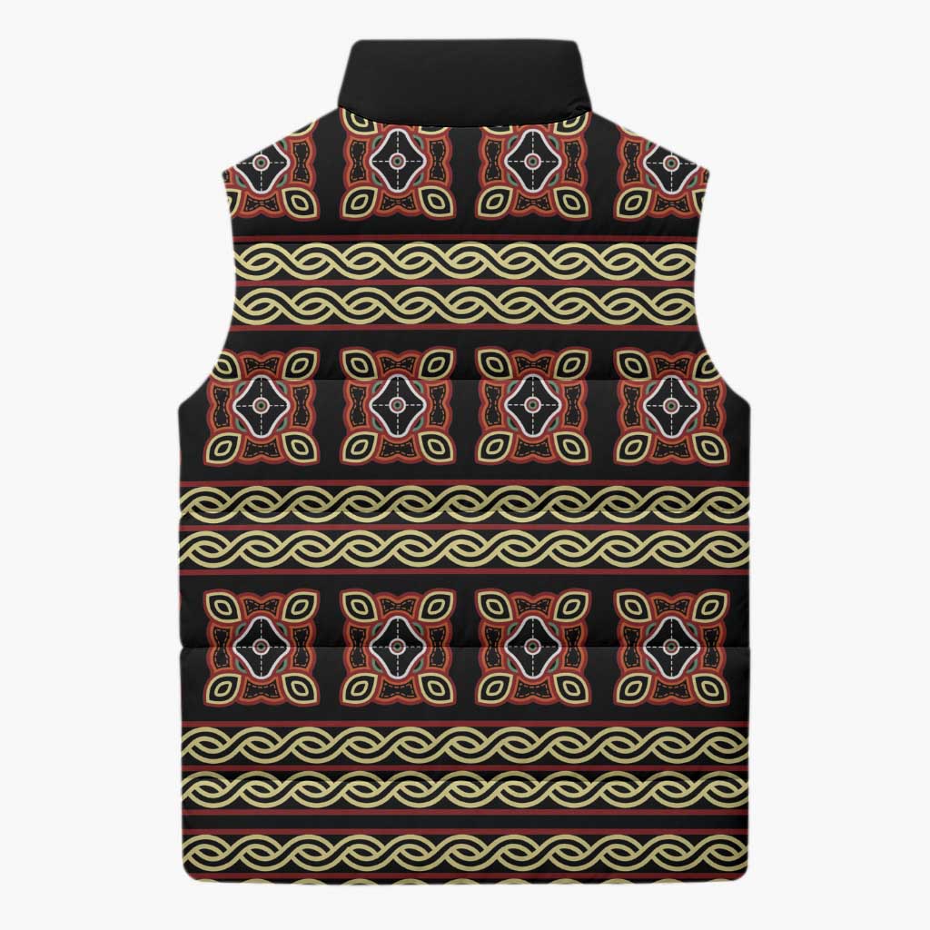 Cameroon Traditional Pattern Sleeveless Puffer Jacket Bamenda Royal Toghu