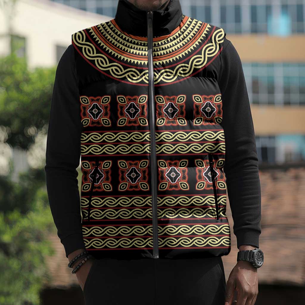 Cameroon Traditional Pattern Sleeveless Puffer Jacket Bamenda Royal Toghu