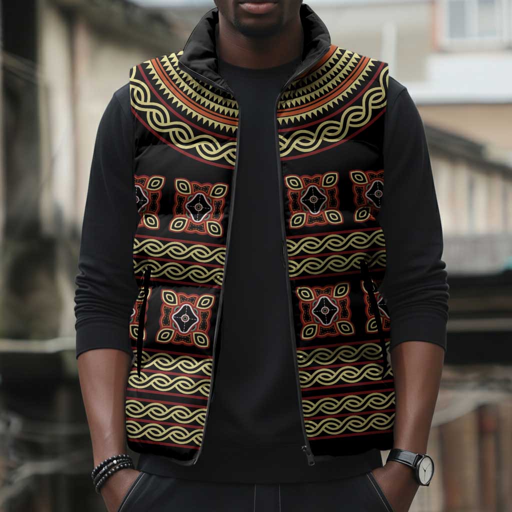 Cameroon Traditional Pattern Sleeveless Puffer Jacket Bamenda Royal Toghu