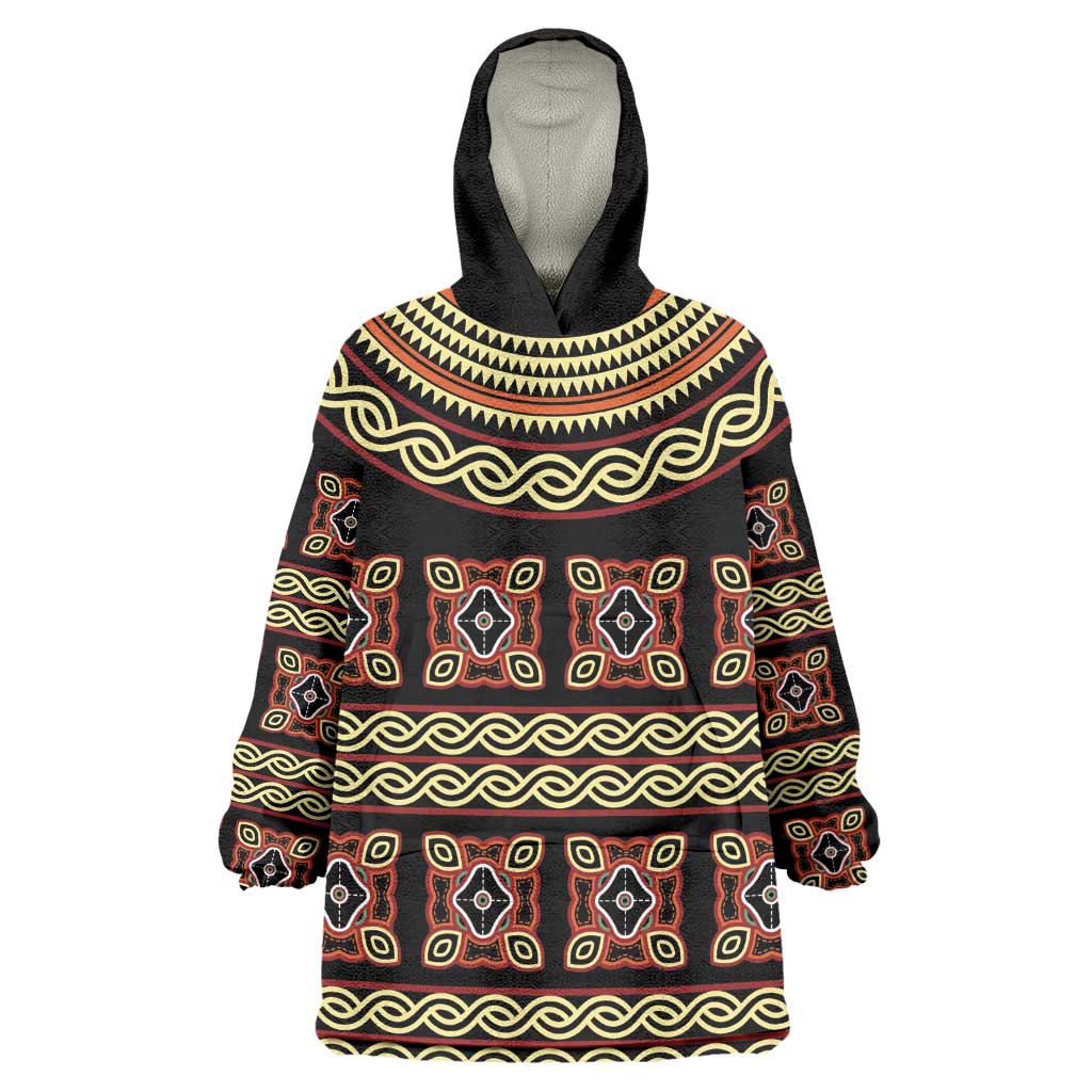 Cameroon Traditional Pattern Wearable Blanket Hoodie Bamenda Royal Toghu
