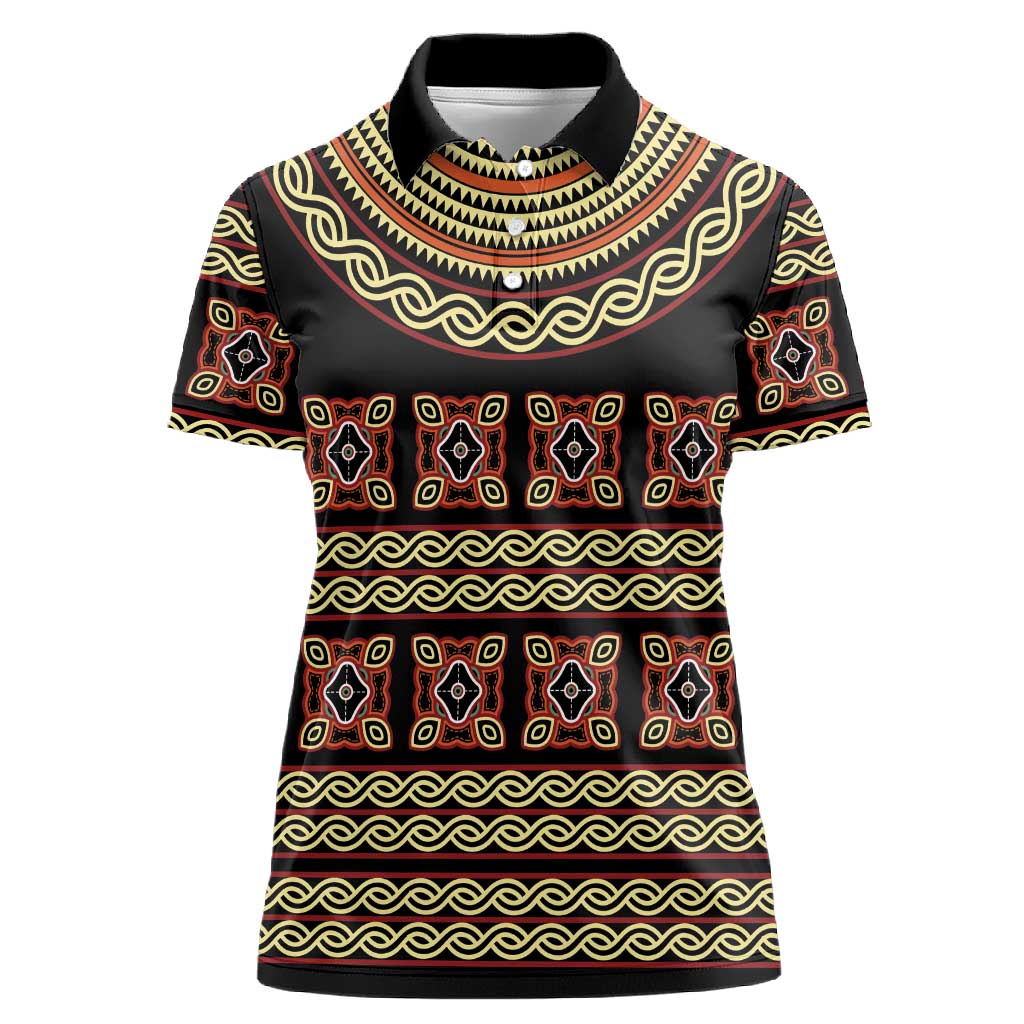 Cameroon Traditional Pattern Women Polo Shirt Bamenda Royal Toghu