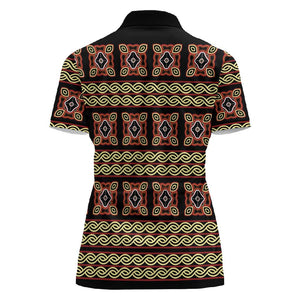 Cameroon Traditional Pattern Women Polo Shirt Bamenda Royal Toghu