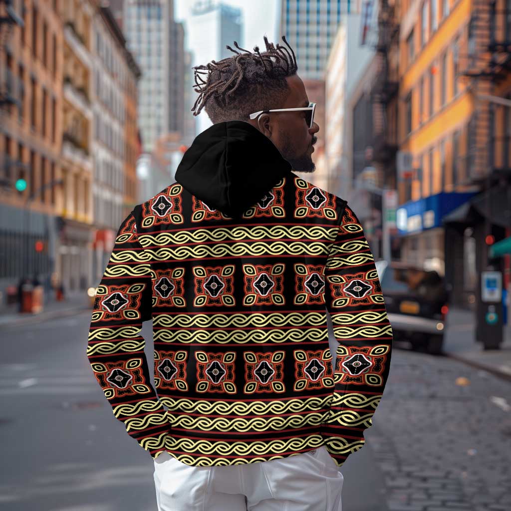 Cameroon Traditional Pattern Zip Hoodie Bamenda Royal Toghu