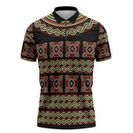 Cameroon Traditional Pattern Zipper Polo Shirt Bamenda Royal Toghu
