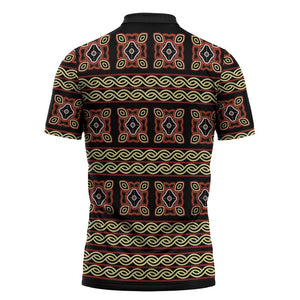 Cameroon Traditional Pattern Zipper Polo Shirt Bamenda Royal Toghu