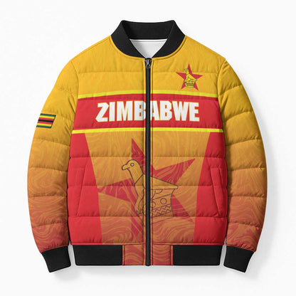 Zimbabwe Cricket Custom Bomber Puffer Jacket Come On Chevrons
