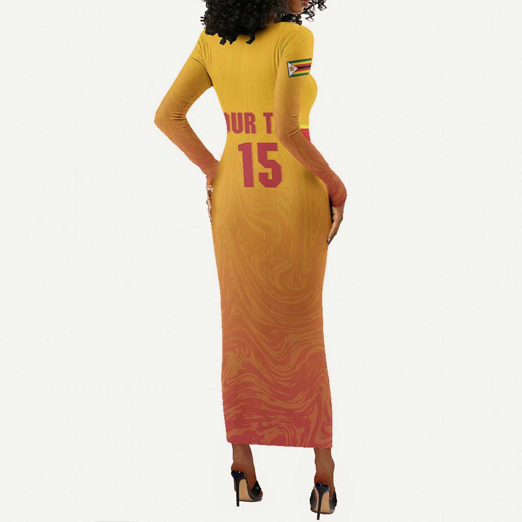 Zimbabwe Cricket Custom Long Sleeve Bodycon Dress Come On Chevrons