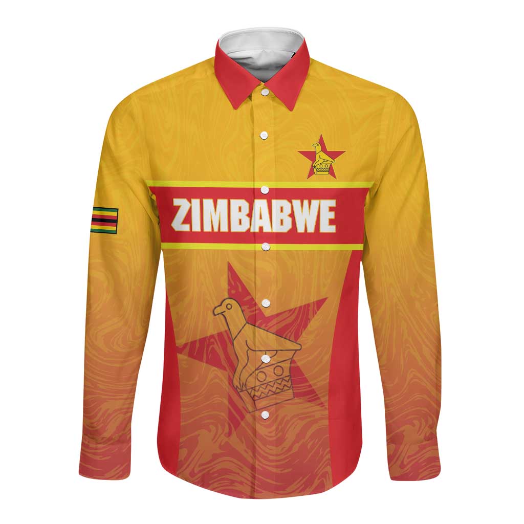 Zimbabwe Cricket Custom Long Sleeve Button Shirt Come On Chevrons