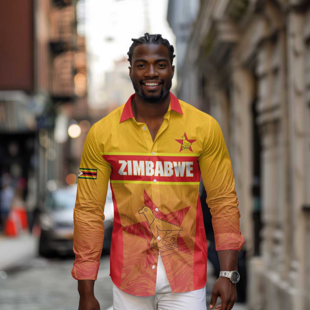 Zimbabwe Cricket Custom Long Sleeve Button Shirt Come On Chevrons