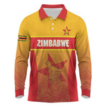 Zimbabwe Cricket Custom Long Sleeve Polo Shirt Come On Chevrons