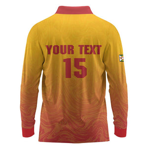 Zimbabwe Cricket Custom Long Sleeve Polo Shirt Come On Chevrons