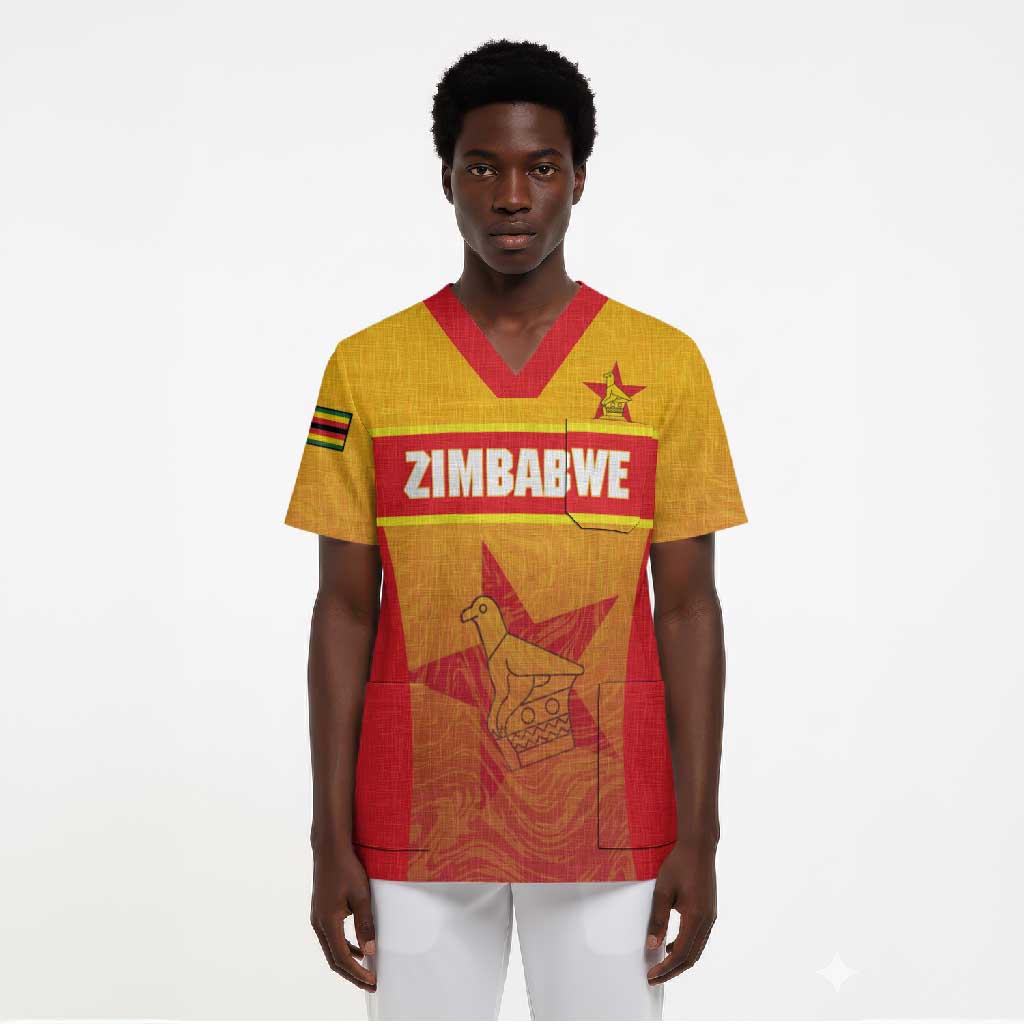 Zimbabwe Cricket Custom Scrub Top Come On Chevrons