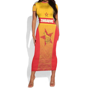 Zimbabwe Cricket Custom Short Sleeve Bodycon Dress Come On Chevrons