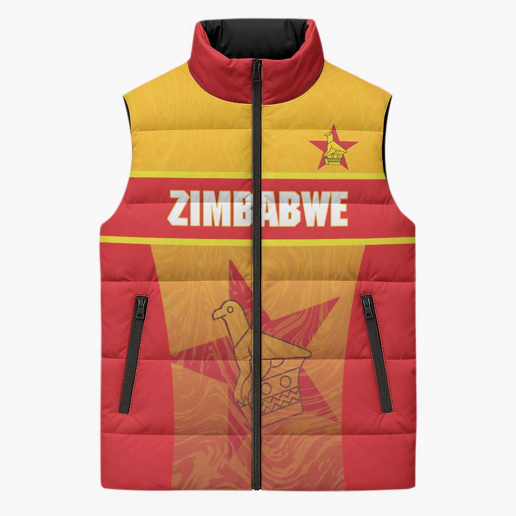 Zimbabwe Cricket Custom Sleeveless Puffer Jacket Come On Chevrons