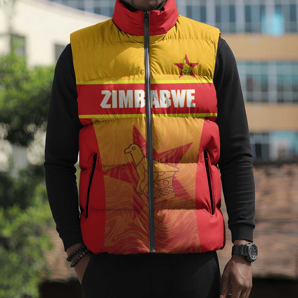 Zimbabwe Cricket Custom Sleeveless Puffer Jacket Come On Chevrons