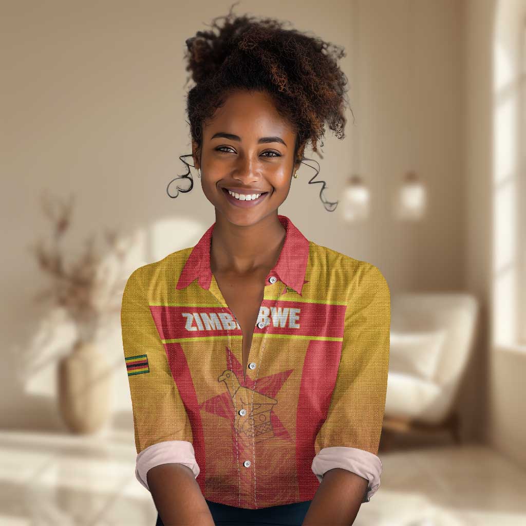 Zimbabwe Cricket Custom Women Casual Shirt Come On Chevrons