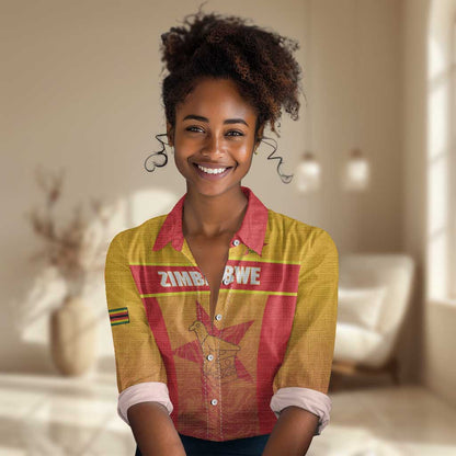 Zimbabwe Cricket Custom Women Casual Shirt Come On Chevrons