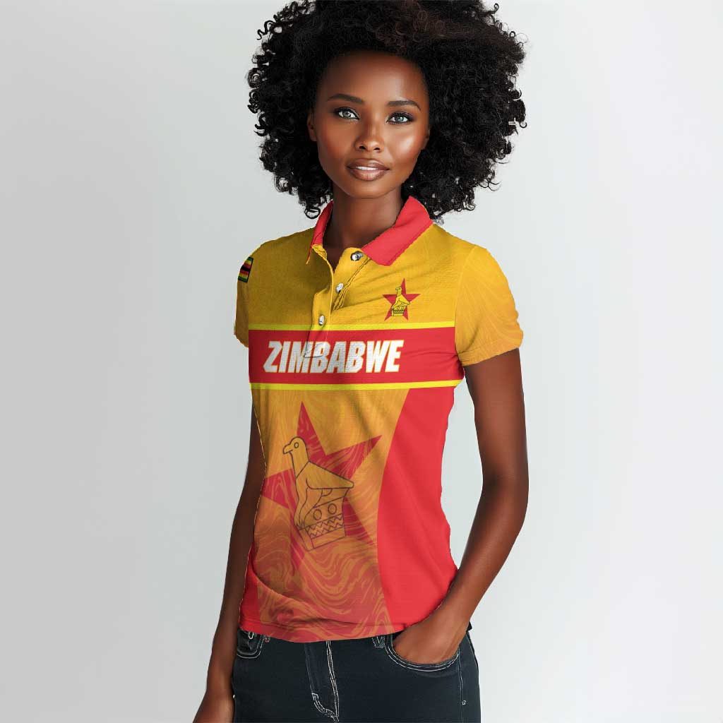 Zimbabwe Cricket Custom Women Polo Shirt Come On Chevrons