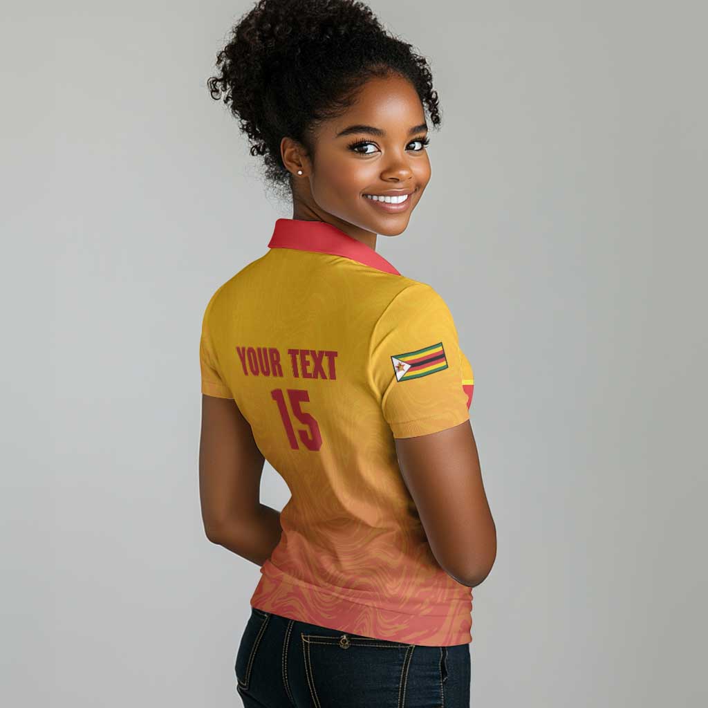 Zimbabwe Cricket Custom Women Polo Shirt Come On Chevrons