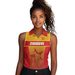 Zimbabwe Cricket Custom Women Sleeveless Polo Shirt Come On Chevrons