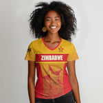 Zimbabwe Cricket Custom Women V-Neck T-Shirt Come On Chevrons
