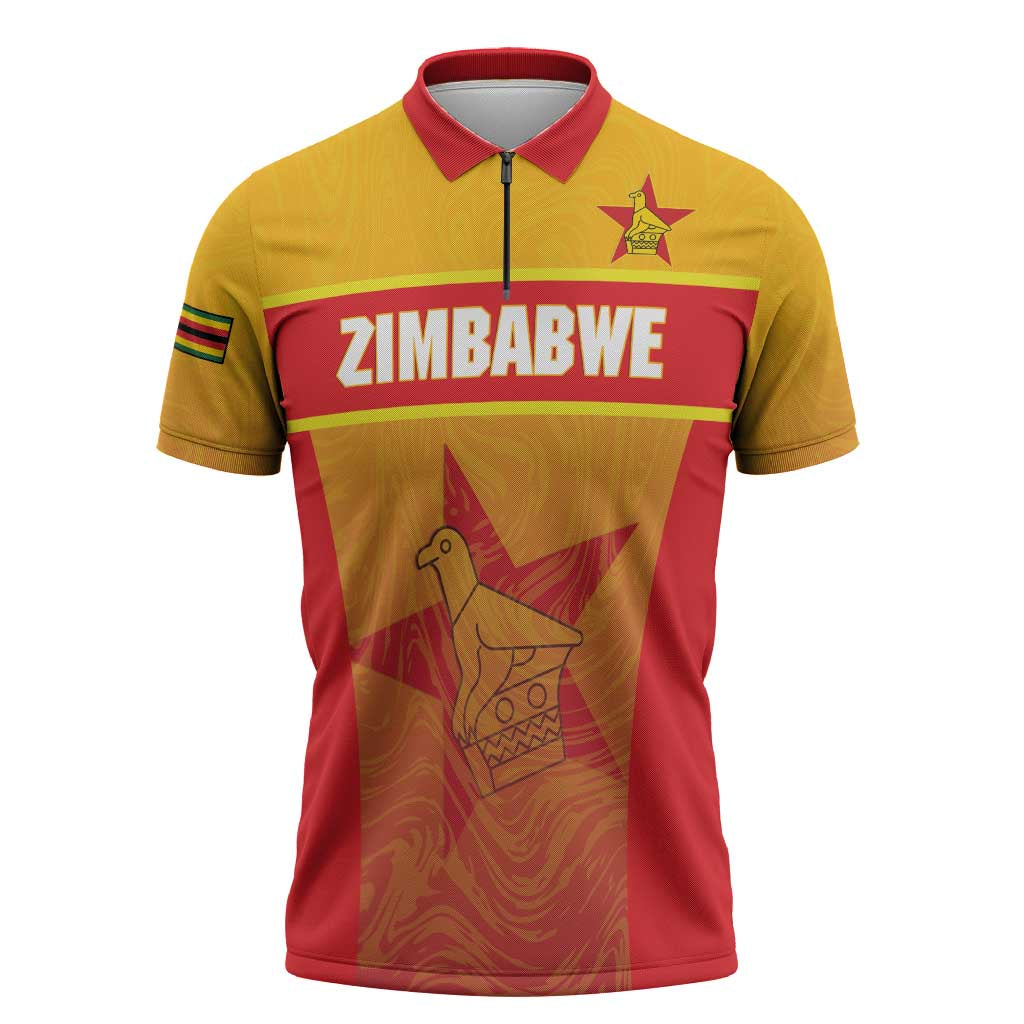 Zimbabwe Cricket Custom Zipper Polo Shirt Come On Chevrons