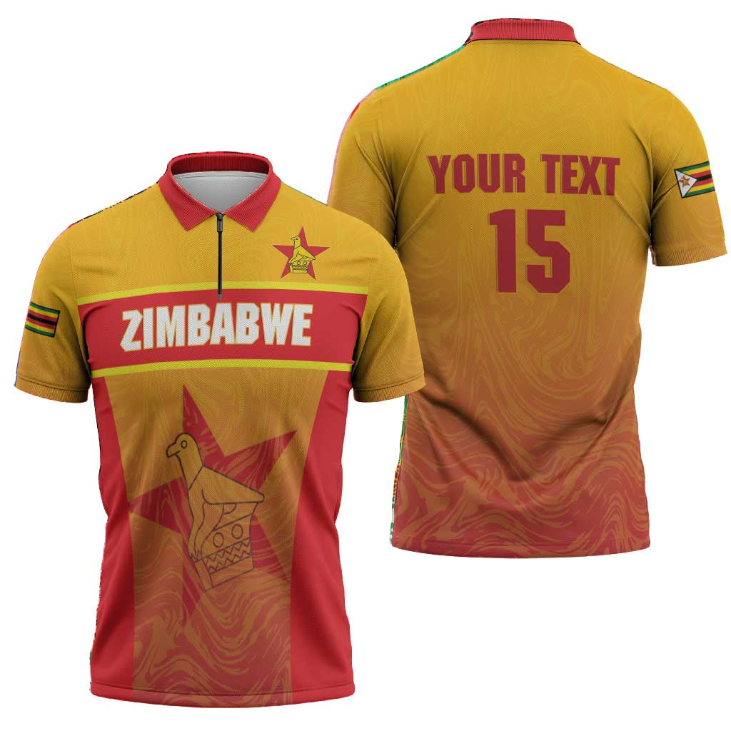 Zimbabwe Cricket Custom Zipper Polo Shirt Come On Chevrons