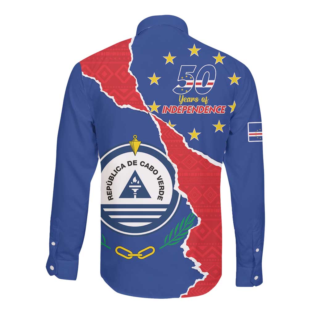 Happy Cabo Verde Long Sleeve Button Shirt 50th Anniversary of Independence