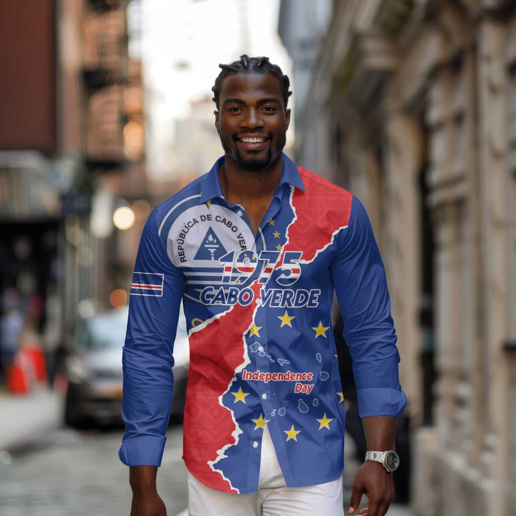 Happy Cabo Verde Long Sleeve Button Shirt 50th Anniversary of Independence