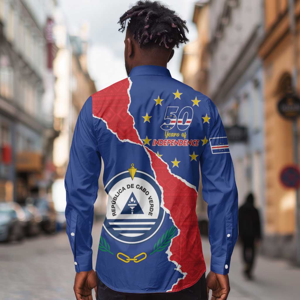 Happy Cabo Verde Long Sleeve Button Shirt 50th Anniversary of Independence