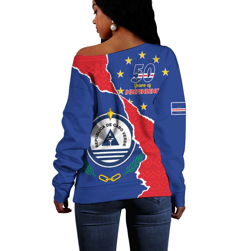 Happy Cabo Verde Off Shoulder Sweater 50th Anniversary of Independence