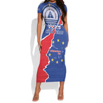 Happy Cabo Verde Short Sleeve Bodycon Dress 50th Anniversary of Independence LT15