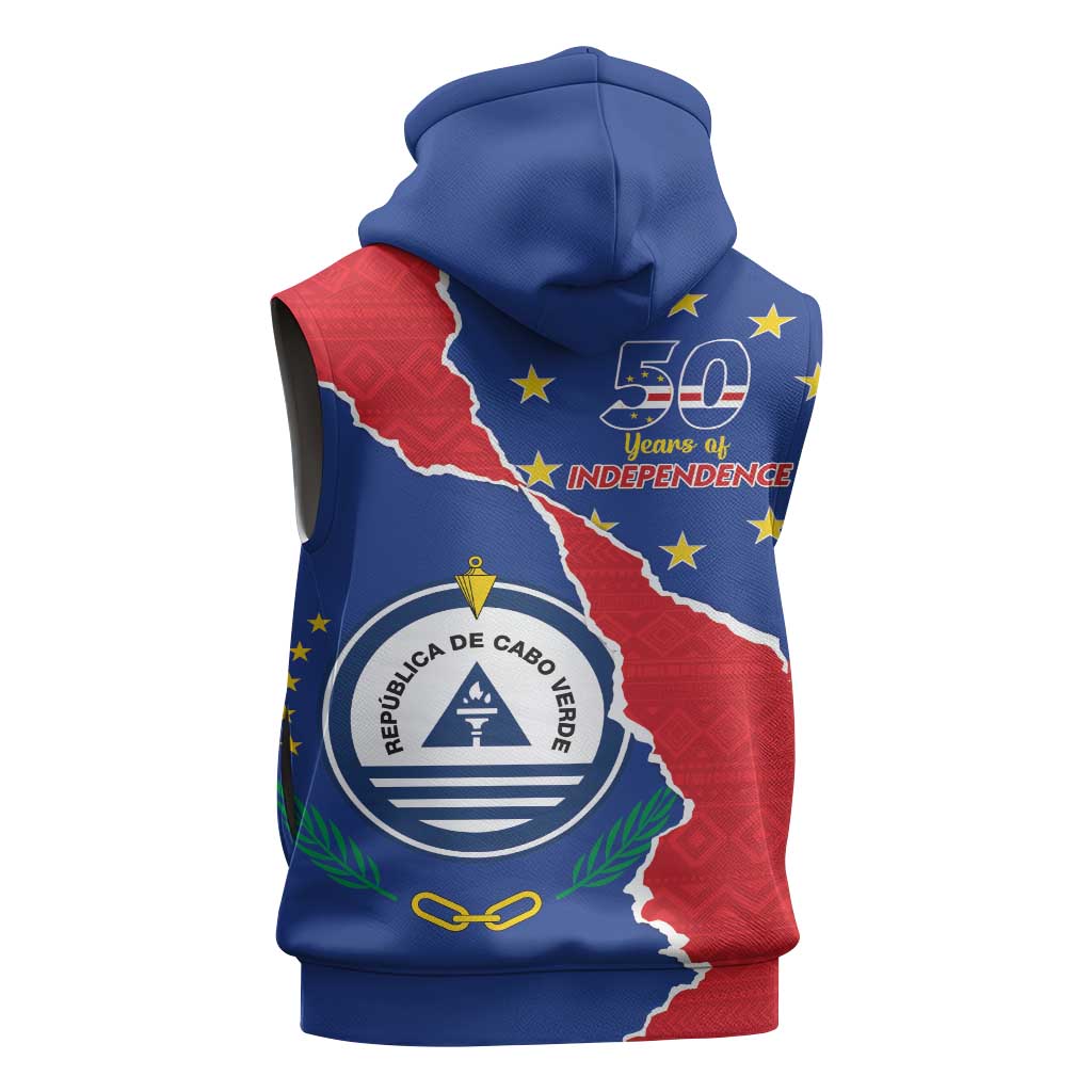 Happy Cabo Verde Sleeveless Hoodie 50th Anniversary of Independence - African Pride