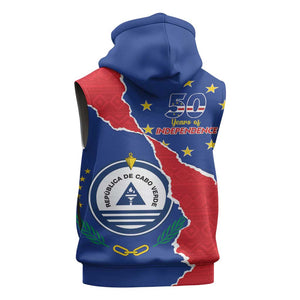 Happy Cabo Verde Sleeveless Hoodie 50th Anniversary of Independence - African Pride