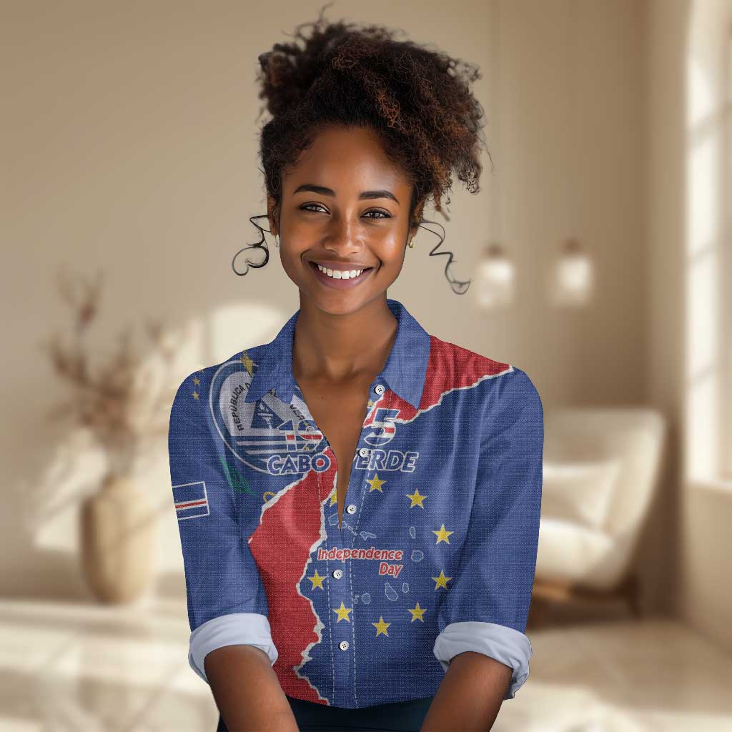 Happy Cabo Verde Women Casual Shirt 50th Anniversary of Independence