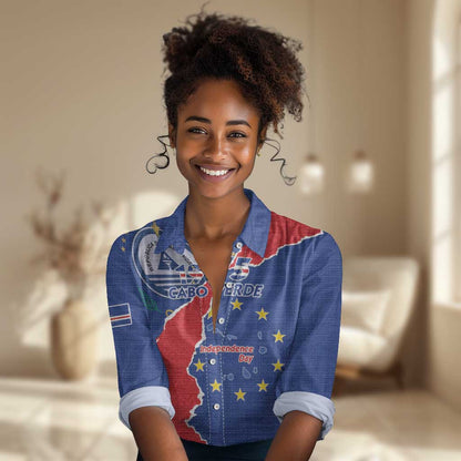 Happy Cabo Verde Women Casual Shirt 50th Anniversary of Independence