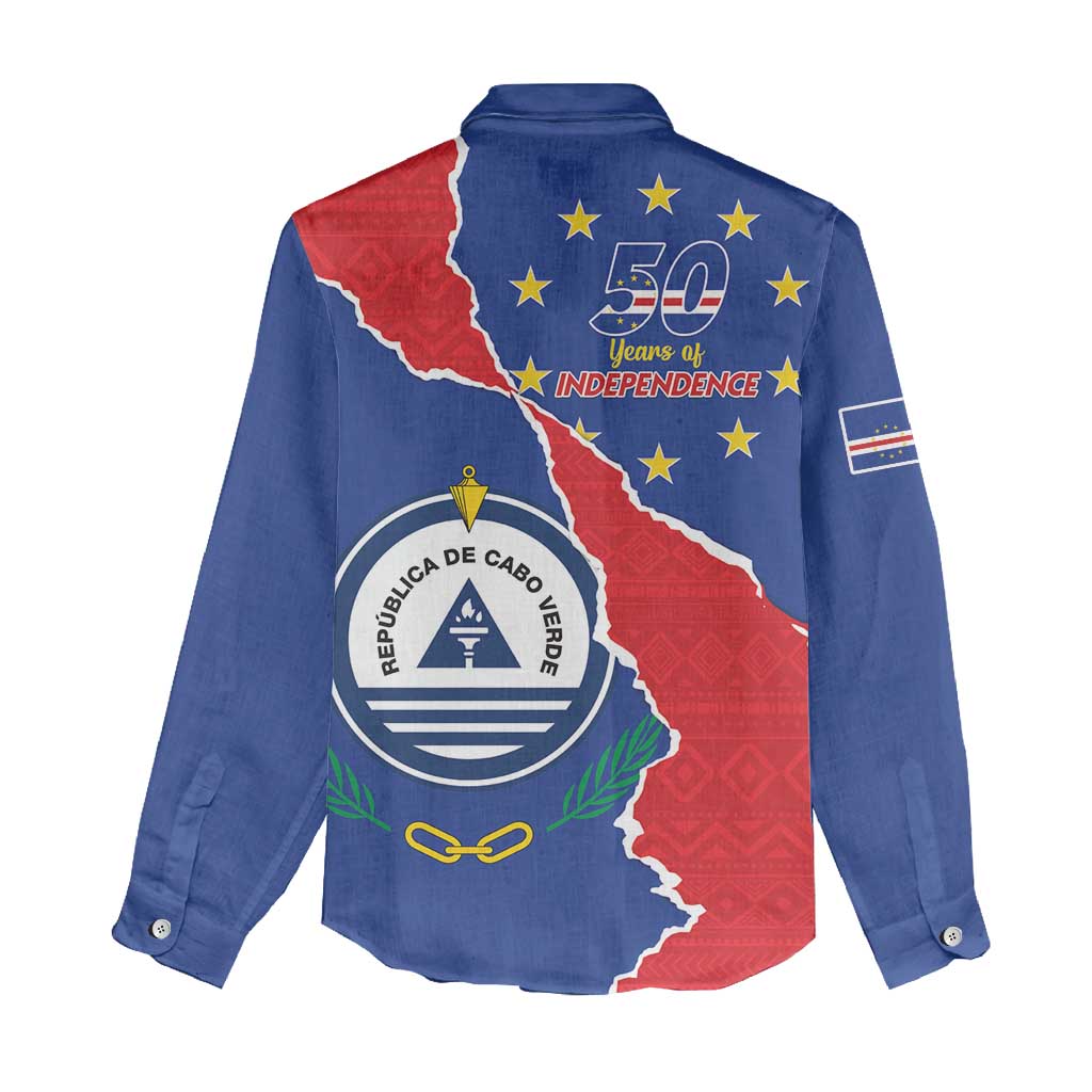 Happy Cabo Verde Women Casual Shirt 50th Anniversary of Independence