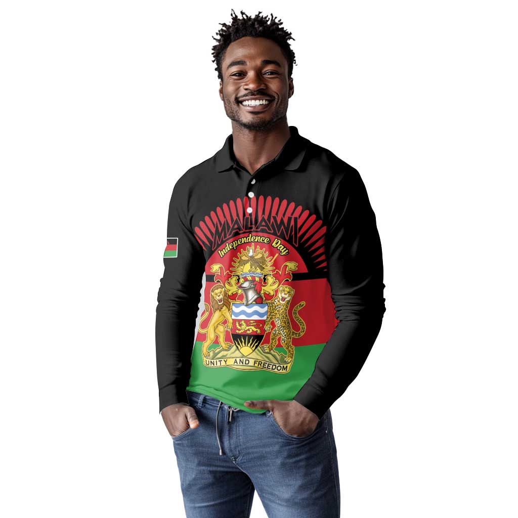 Personalized Happy Malawi Independence Day Long Sleeve Polo Shirt