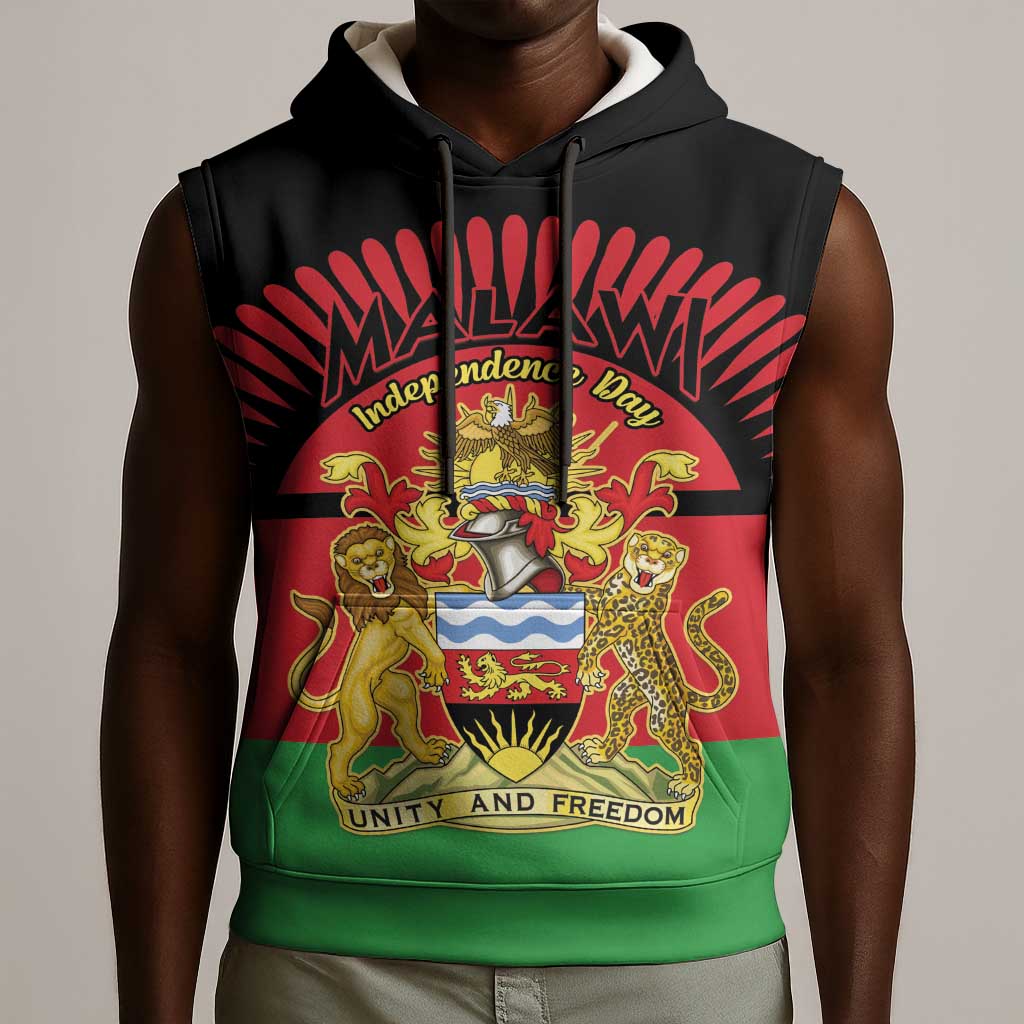 Personalized Happy Malawi Independence Day Sleeveless Hoodie - African Pride