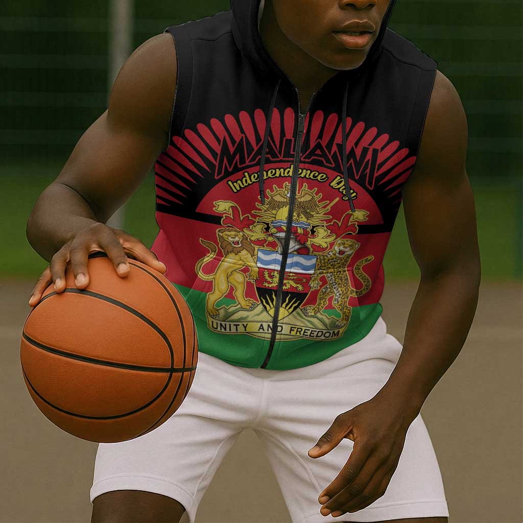 Personalized Happy Malawi Independence Day Sleeveless Zip Hoodie - African Pride