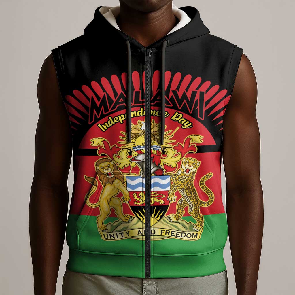 Personalized Happy Malawi Independence Day Sleeveless Zip Hoodie - African Pride