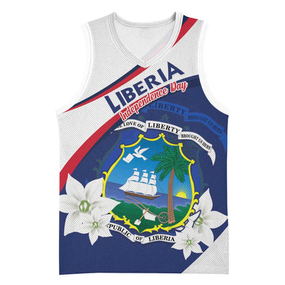 Personalized Happy Liberia Independence Day Basketball Jersey LT15