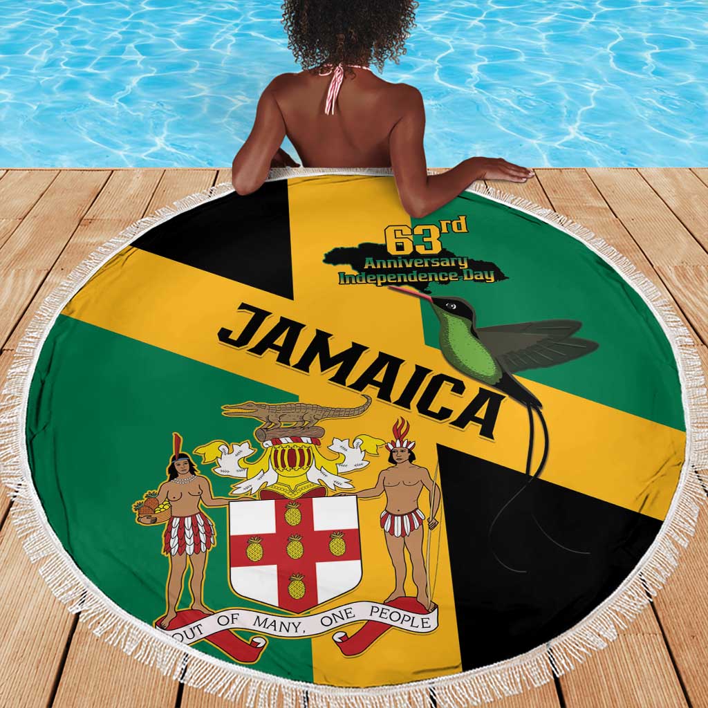 Happy Jumieka Independence Day Beach Blanket Coat Of Arms Flag Style